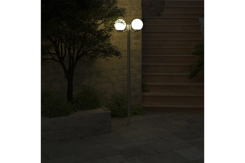 Trädgårdslampa 2 lampor 220 cm - Vit - Stolplykta