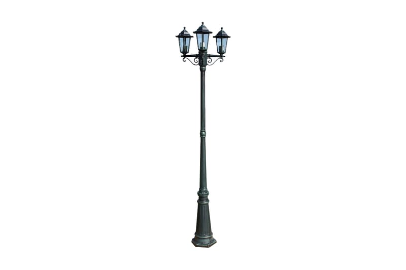 Trädgårdslampa 3 armar 215 cm mörkgrön/svart aluminium - Grön - Stolplykta