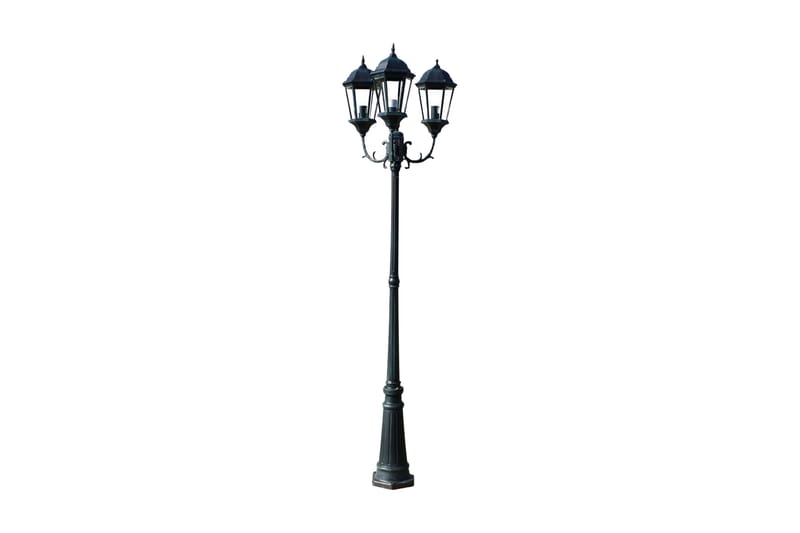 Trädgårdslampa 3 armar 230 cm mörkgrön/svart aluminium - Grön - Stolplykta