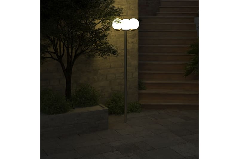 Trädgårdslampa 3 lampor 220 cm - Vit - Stolplykta