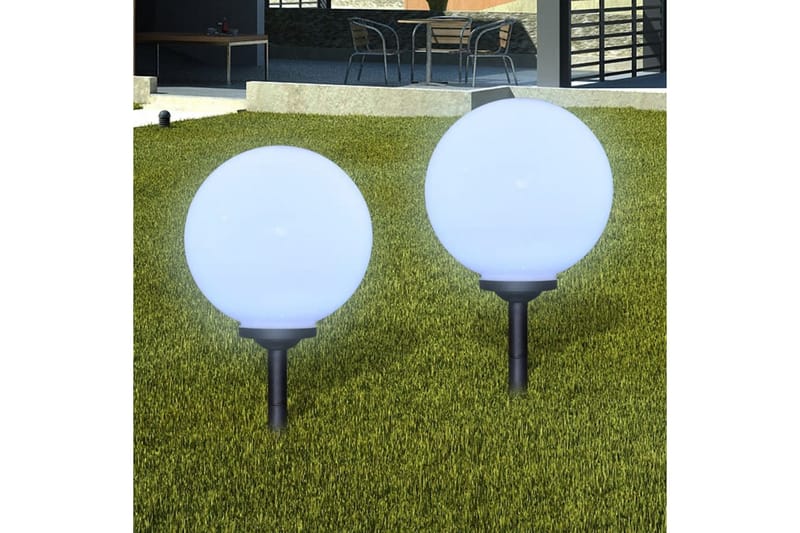 Utelampa LED solpanel 30 cm 2 st med markspikar - Vit - LED-belysning utomhus - Utomhusbelysning - Pollare