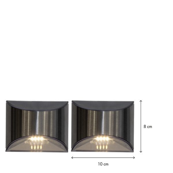 Wally 2 pack Solcellsvägglykta 10 cm - silver - Belysning & el - Utomhusbelysning - Solcellslampa & solcellsbelysning