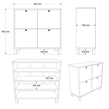 Avero Skoskåp 90x85,2x35 cm - Vit ek - Förvaring - Hallförvaring