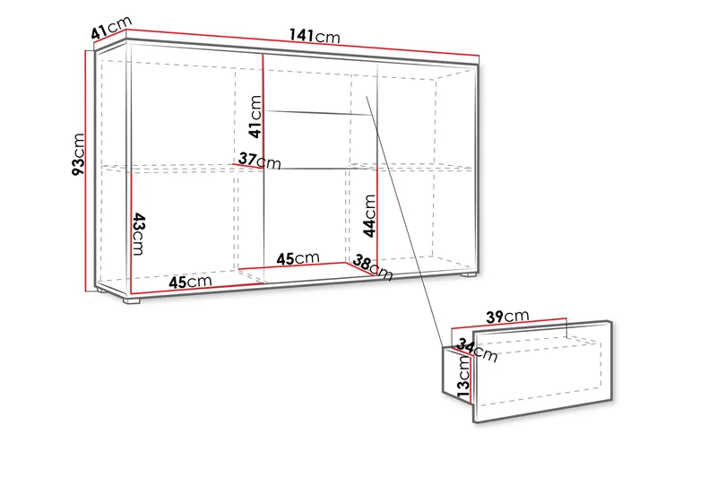 Agawal Skänk 141x41 cm - Brun - Förvaring - Förvaringsmöbler - Sideboard & skänk