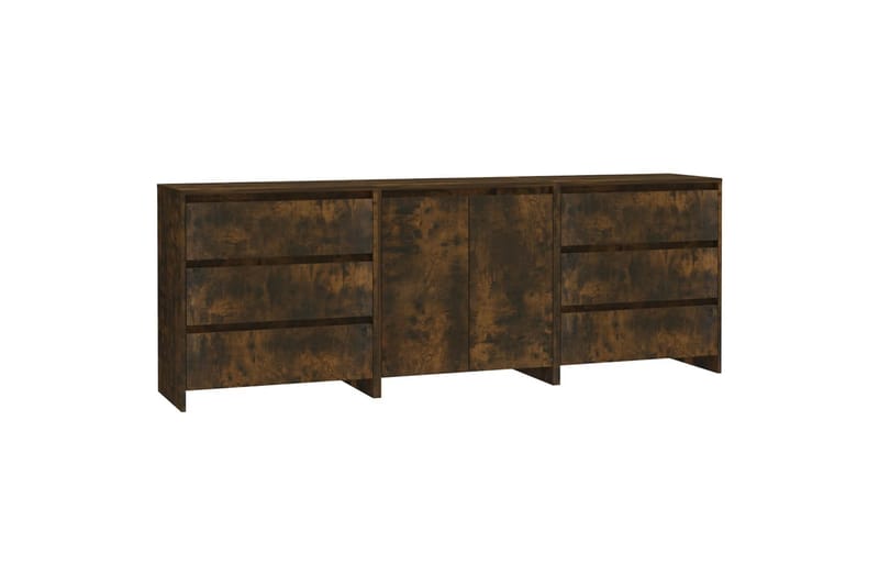 beBasic Sidobord 3 delar rökfärgad ek konstruerat trä - Brown - Sideboard & skänk