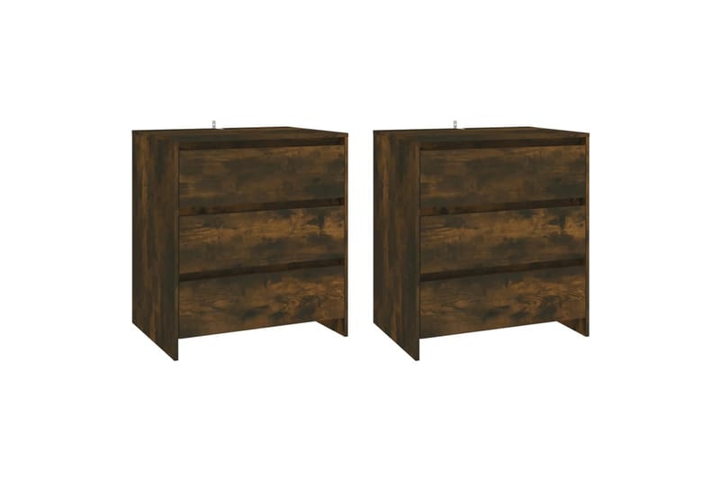 beBasic Sidobord 3 delar rökfärgad ek konstruerat trä - Brown - Förvaring - Förvaringsmöbler - Sideboard & skänk