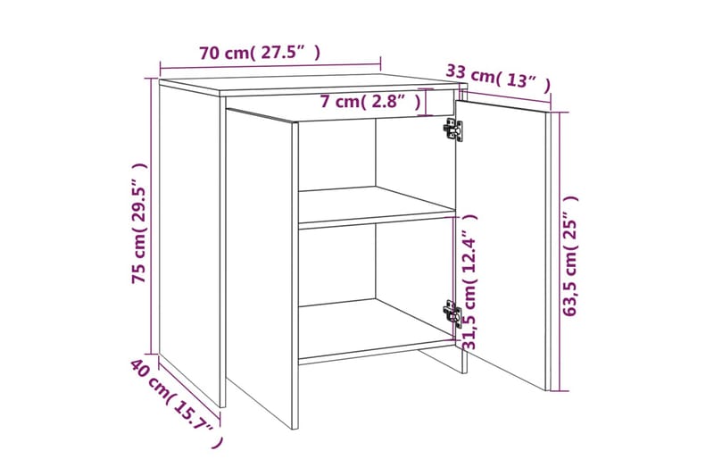 beBasic Sidobord 3 delar rökfärgad ek konstruerat trä - Brown - Sideboard & skänk