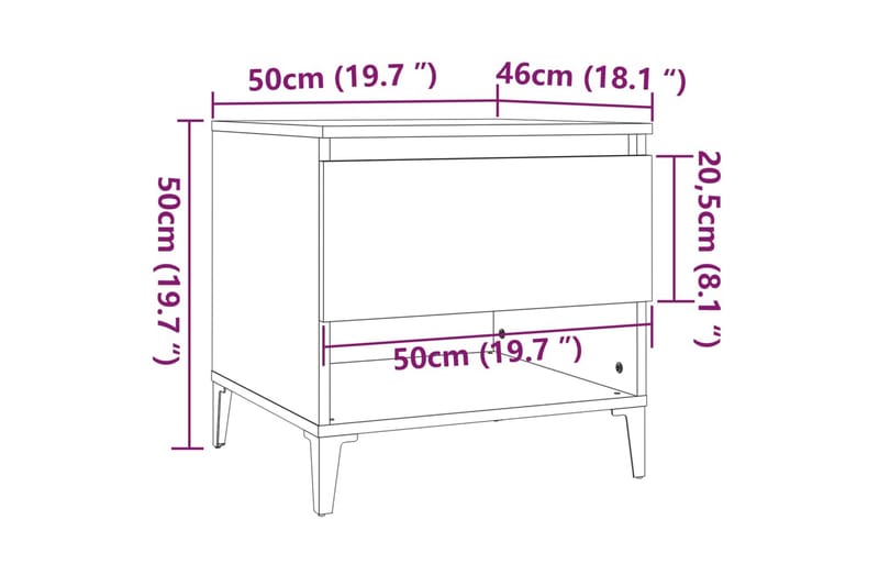 beBasic Sidobord brun ek 50x46x50 cm konstruerat trä - Brown - Sideboard & skänk