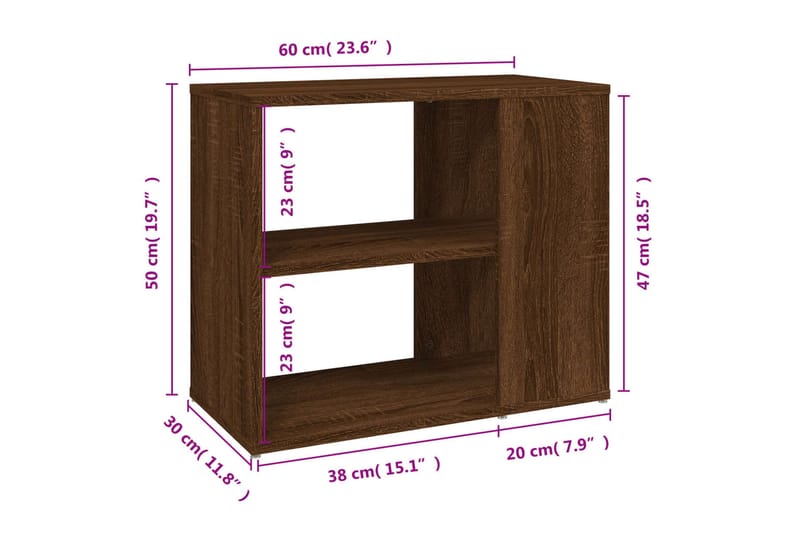 beBasic Sidoskåp Brun ek 60x30x50 cm konstruerat trä - Brown - Förvaring - Förvaringsmöbler - Sideboard & skänk