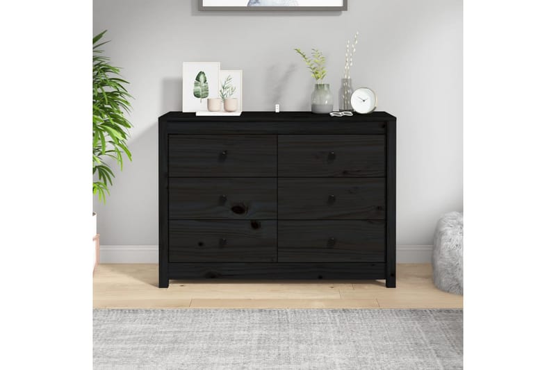 beBasic Sidoskåp svart 100x40x72 cm massiv furu - Black - Sideboard & skänk