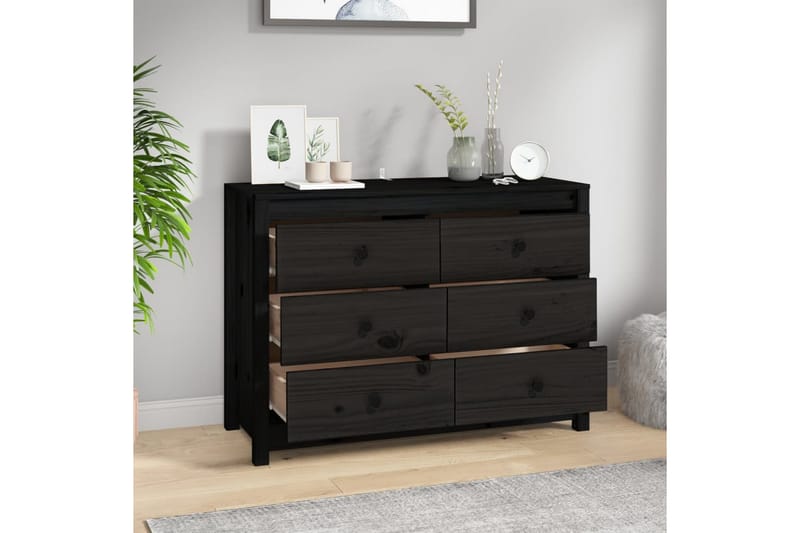 beBasic Sidoskåp svart 100x40x72 cm massiv furu - Black - Sideboard & skänk