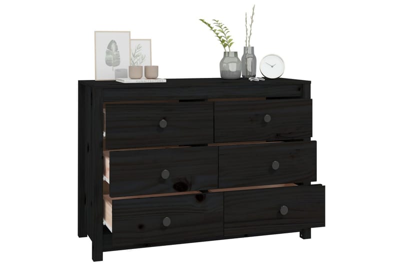 beBasic Sidoskåp svart 100x40x72 cm massiv furu - Black - Förvaring - Förvaringsmöbler - Sideboard & skänk