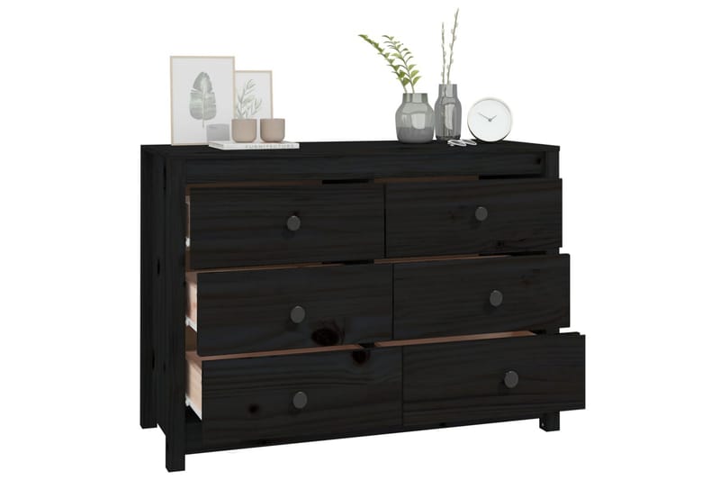 beBasic Sidoskåp svart 100x40x72 cm massiv furu - Black - Sideboard & skänk