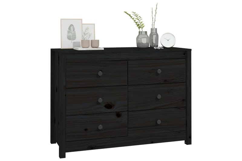 beBasic Sidoskåp svart 100x40x72 cm massiv furu - Black - Sideboard & skänk