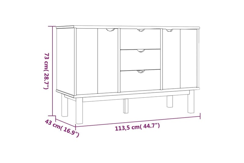 beBasic Skänk 113,5x43x73 cm massiv furu - Brown - Sideboard & skänk