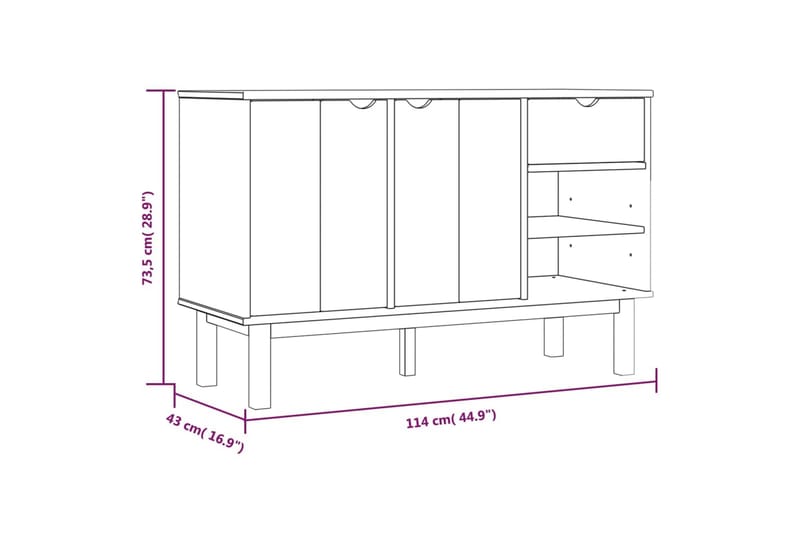 beBasic Skänk 114x43x73,5 cm massiv furu - Brown - Sideboard & skänk