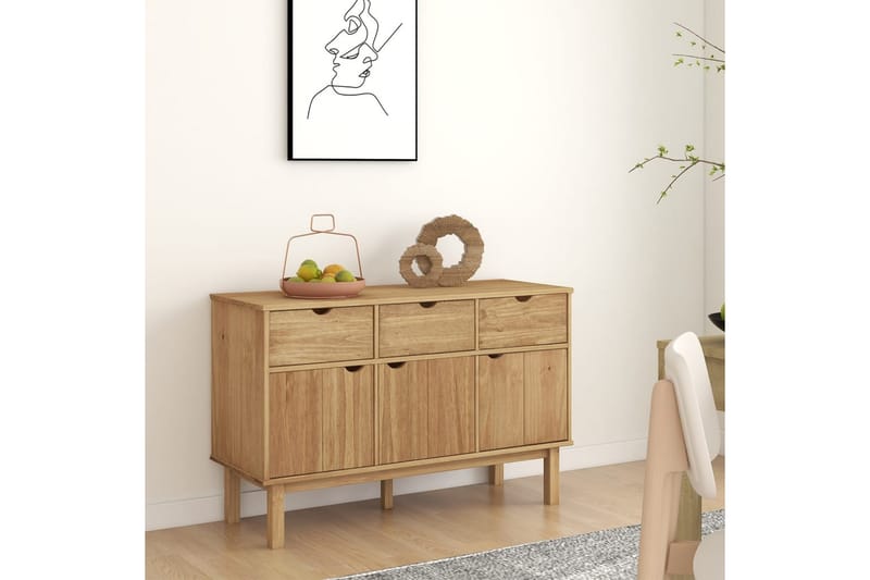 beBasic Skänk 114x43x73,5 cm massiv furu - Brown - Sideboard & skänk