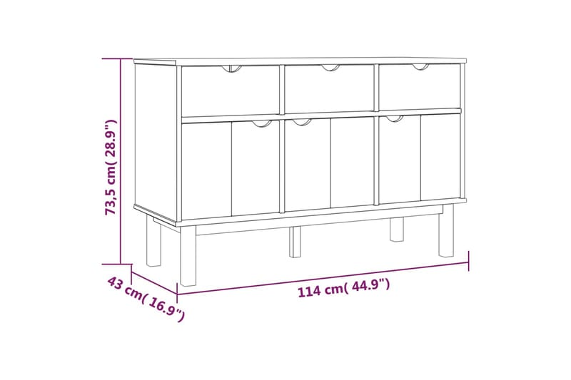 beBasic Skänk 114x43x73,5 cm massiv furu - Brown - Sideboard & skänk