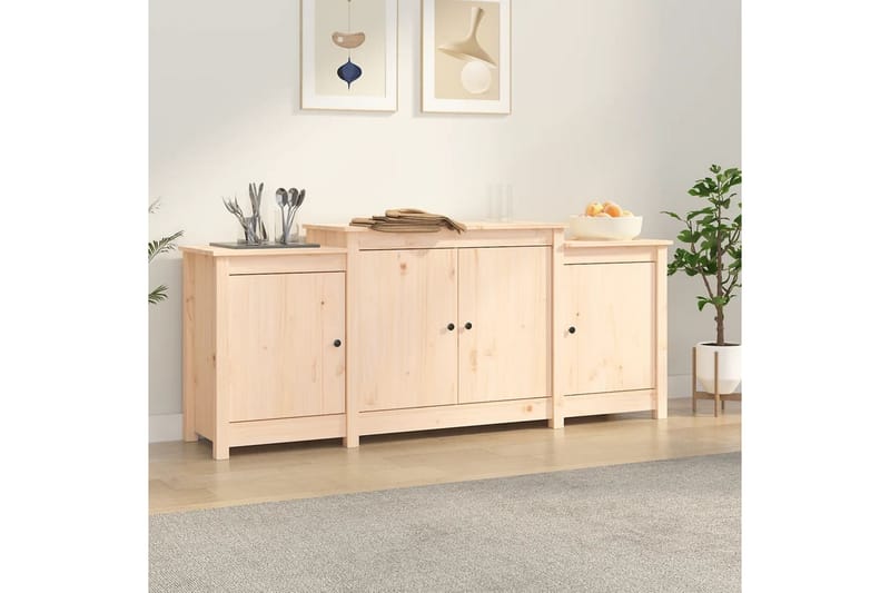 beBasic Skänk 164x37x68 cm massiv furu - Brown - Sideboard & skänk