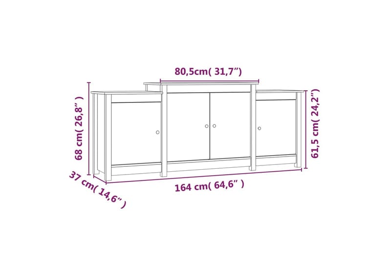 beBasic Skänk 164x37x68 cm massiv furu - Brown - Sideboard & skänk