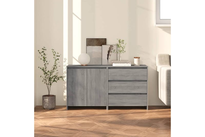 beBasic Skänk 2 delar grå sonoma-ek konstruerat trä - Grey - Förvaring - Förvaringsmöbler - Sideboard & skänk