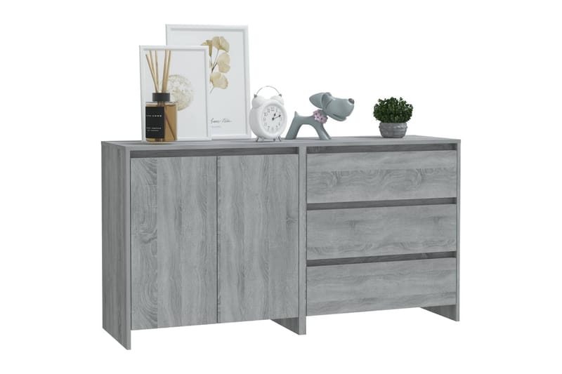 beBasic Skänk 2 delar grå sonoma-ek konstruerat trä - Grey - Sideboard & skänk