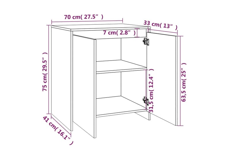 beBasic Skänk 2 delar rökfärgad ek konstruerat trä - Brown - Sideboard & skänk