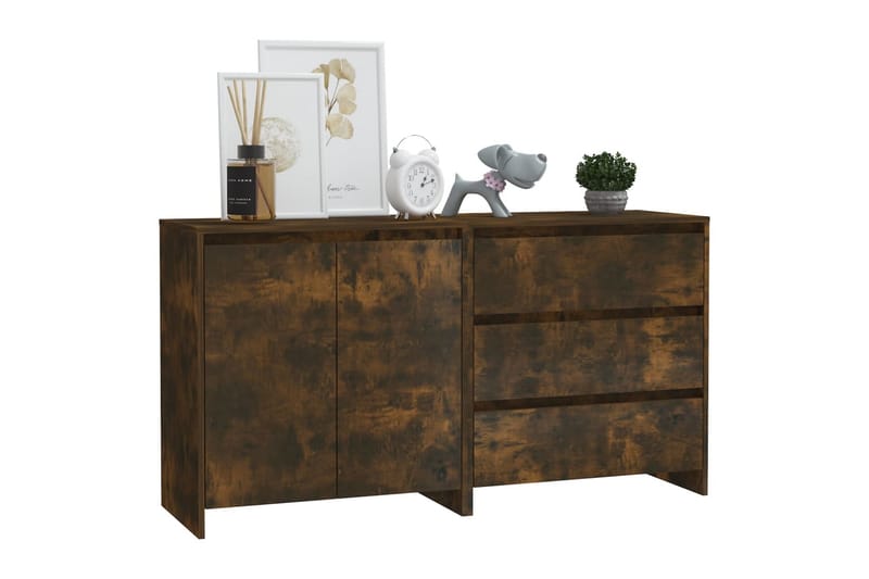 beBasic Skänk 2 delar rökfärgad ek konstruerat trä - Brown - Sideboard & skänk