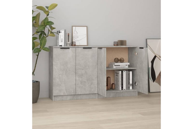 beBasic Skänk 2 st betonggrå 60x30x70 cm konstruerat trä - Grey - Sideboard & skänk