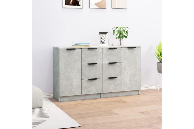 beBasic Skänk 2 st betonggrå 60x30x70 cm konstruerat trä - Grey - Sideboard & skänk