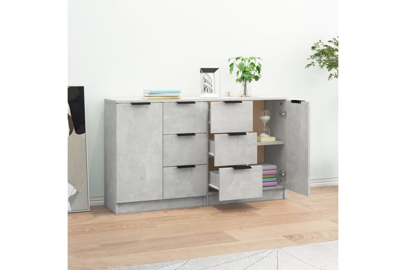 beBasic Skänk 2 st betonggrå 60x30x70 cm konstruerat trä - Grey - Sideboard & skänk