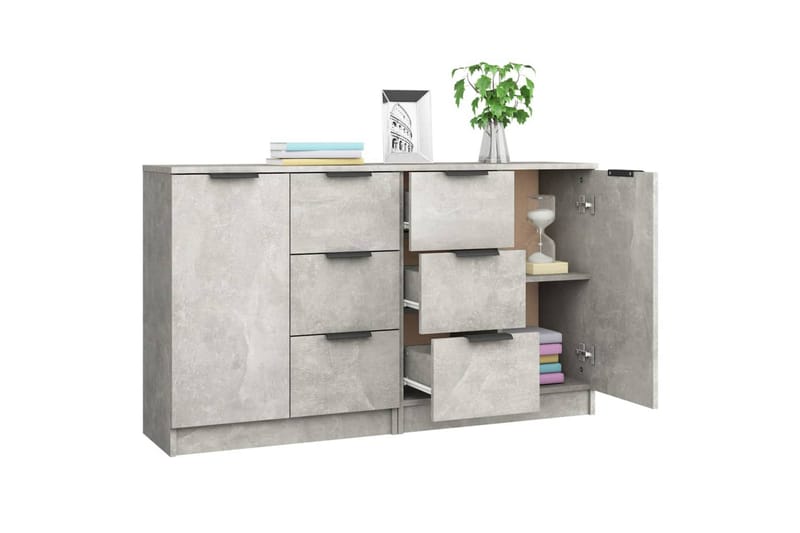 beBasic Skänk 2 st betonggrå 60x30x70 cm konstruerat trä - Grey - Sideboard & skänk