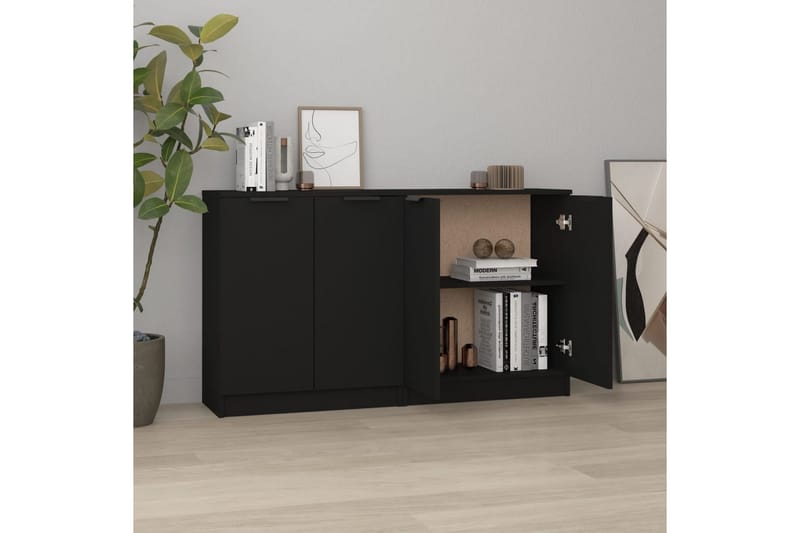 beBasic Skänk 2 st svart 60x30x70 cm konstruerat trä - Black - Sideboard & skänk