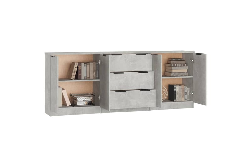 beBasic Skänk 3 delar betonggrå konstruerat trä - Grey - Sideboard & skänk