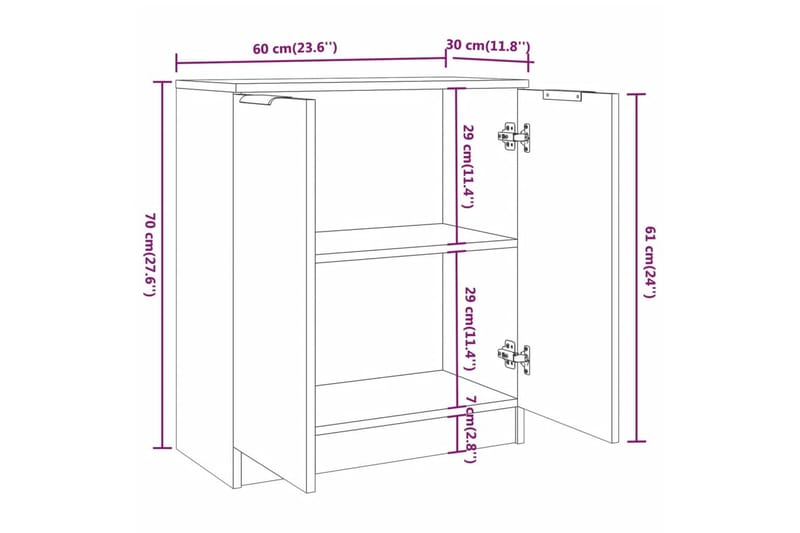 beBasic Skänk 3 delar betonggrå konstruerat trä - Grey - Sideboard & skänk