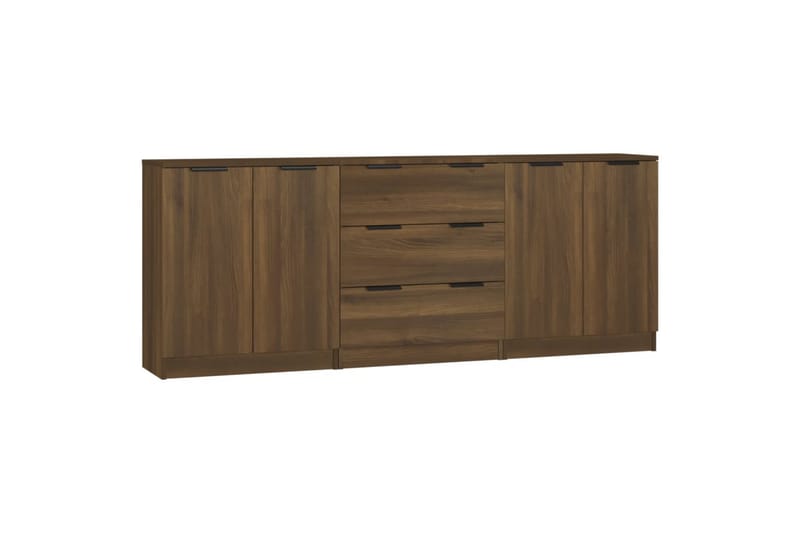 beBasic Skänk 3 delar brun ek konstruerat trä - Brown - Sideboard & skänk