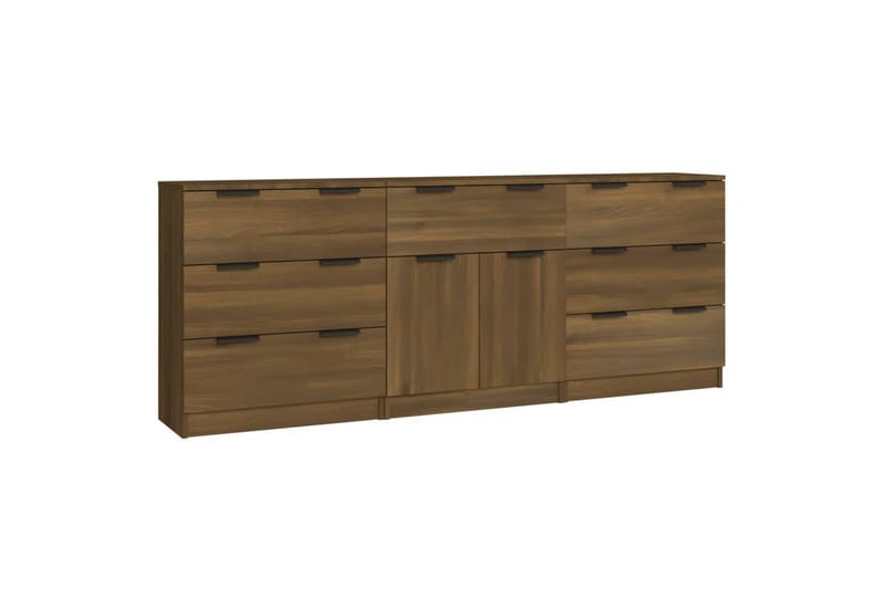 beBasic Skänk 3 delar brun ek konstruerat trä - Brown - Sideboard & skänk