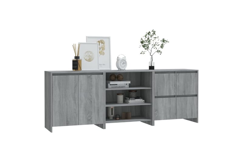 beBasic Skänk 3 delar grå sonoma-ek konstruerat trä - Grey - Förvaring - Förvaringsmöbler - Sideboard & skänk