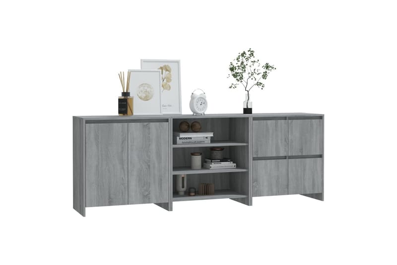 beBasic Skänk 3 delar grå sonoma-ek konstruerat trä - Grey - Sideboard & skänk