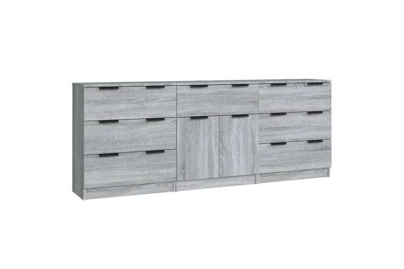 beBasic Skänk 3 delar grå sonoma-ek konstruerat trä - Grey - Sideboard & skänk