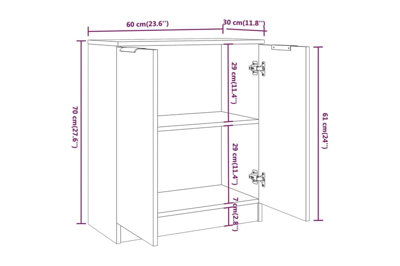 beBasic Skänk 3 delar grå sonoma konstruerat trä - Grey - Sideboard & skänk