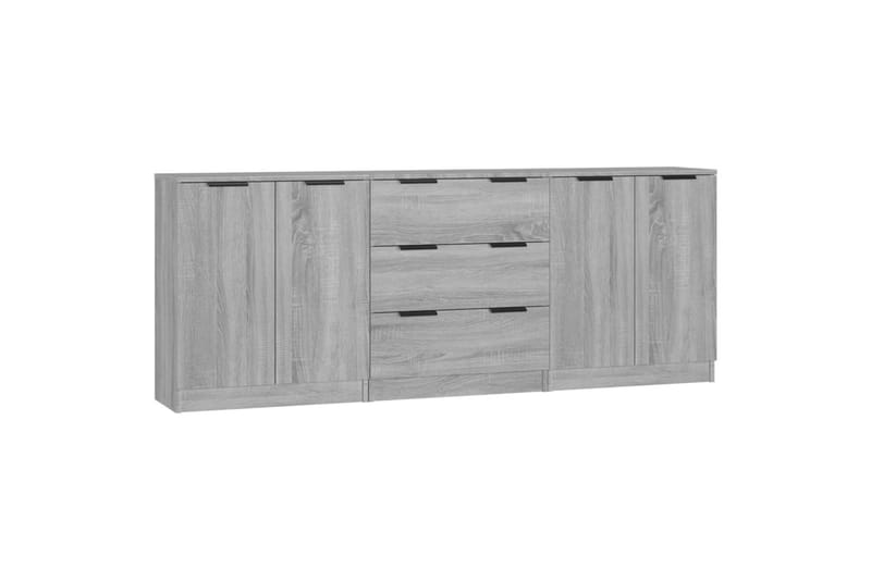 beBasic Skänk 3 delar grå sonoma konstruerat trä - Grey - Sideboard & skänk