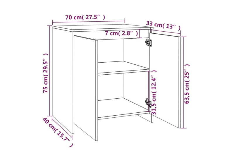 beBasic Skänk 3 delar rökfärgad ek konstruerat trä - Brown - Förvaring - Förvaringsmöbler - Sideboard & skänk