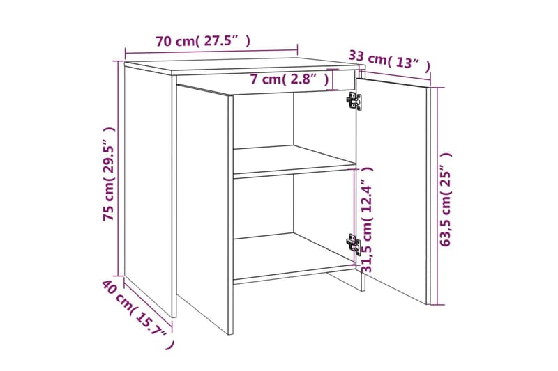 beBasic Skänk 3 delar rökfärgad ek konstruerat trä - Brown - Sideboard & skänk