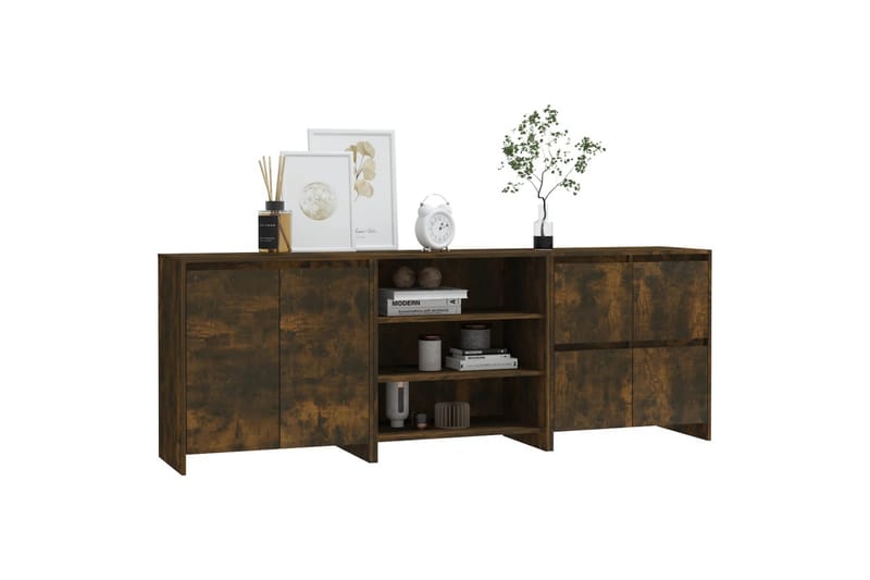 beBasic Skänk 3 delar rökfärgad ek konstruerat trä - Brown - Förvaring - Förvaringsmöbler - Sideboard & skänk