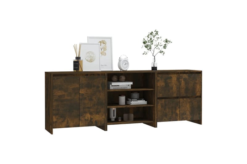 beBasic Skänk 3 delar rökfärgad ek konstruerat trä - Brown - Sideboard & skänk