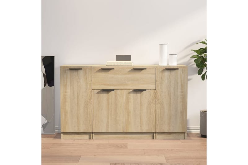 beBasic Skänk 3 delar Sonoma ek konstruerat trä - Brown - Sideboard & skänk