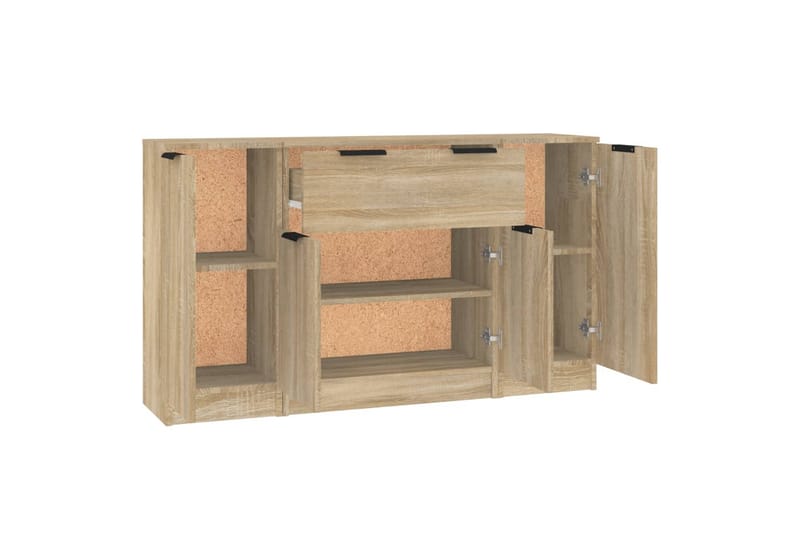 beBasic Skänk 3 delar Sonoma ek konstruerat trä - Brown - Förvaring - Förvaringsmöbler - Sideboard & skänk