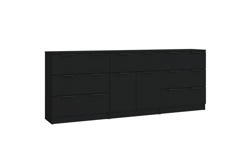 beBasic Skänk 3 delar svart konstruerat trä - Black - Sideboard & skänk