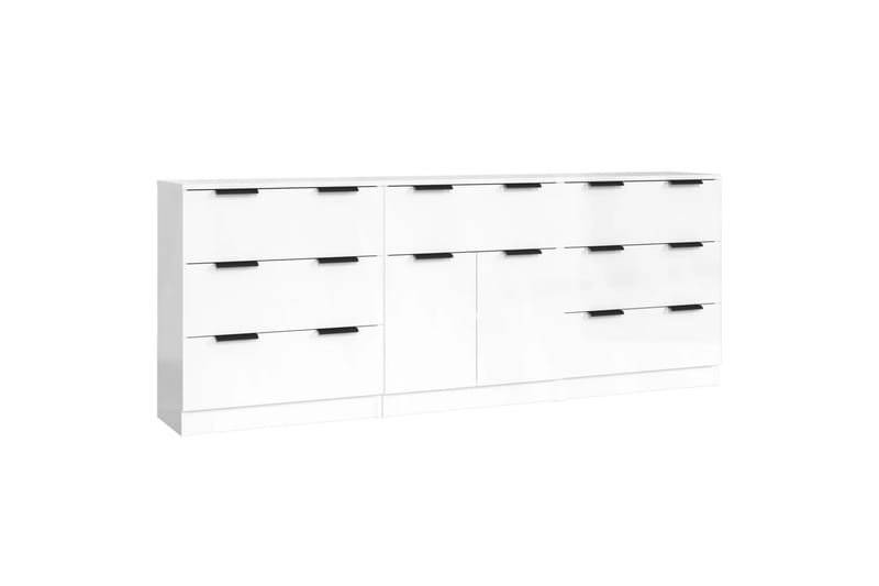 beBasic Skänk 3 delar vit högglans konstruerat trä - White - Sideboard & skänk